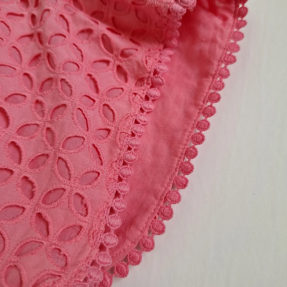 Lilly Pulitzer Pink Eyelet Shorts Pull On Cotton Pom Pom Elastic Kids L